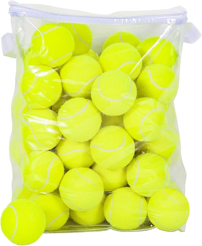 60 Pack Tennis Balls, Training Tennis Balls, Pet Dog Playing Balls, Practice Tennis Balls with Mesh Bag for Transport and Beginner Training