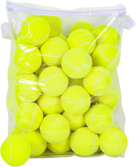 60 Pack Tennis Balls, Training Tennis Balls, Pet Dog Playing Balls, Practice Tennis Balls with Mesh Bag for Transport and Beginner Training