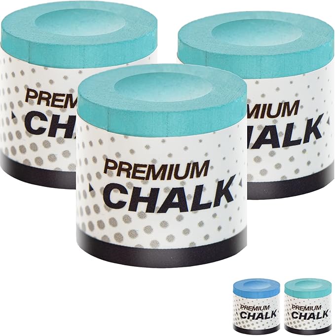 3 Pcs Pool Chalk Billiards Cue Stick Premium Chalk Pure Cube Round Chalk Table Accessories High Performance Low Deflection for Professional Tournament Snooker Blue - SOLROS
