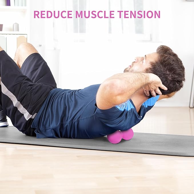 5BILLION Peanut Massage Ball - Double Lacrosse Massage Ball & Mobility Ball for Physical Therapy, Deep Tissue Massage Tool for Myofascial Release, Muscle Relaxer, Pink