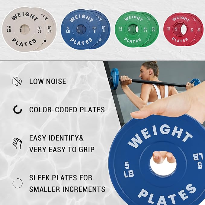 2 in Change Plates 1.25LB Pairs 2.5LB Pairs 5LB Pairs 10LB Pairs 17.5 LB 37.5 LB Set Fractional Weight Plates Set,Bumper plates for Gym Home,Rubber Coating & Steel