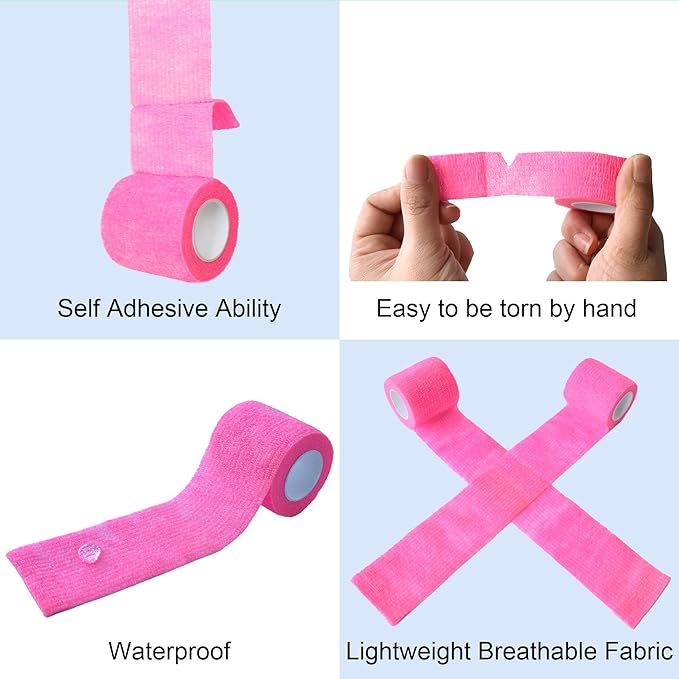 10 Pack Self Adherent Bandage Wrap Elastic Cohesive Bandage Self Adhesive Tape Vet Wrap Tape 2 Size (8Pack 2'' and 2Pack 1''), Muliti Colors