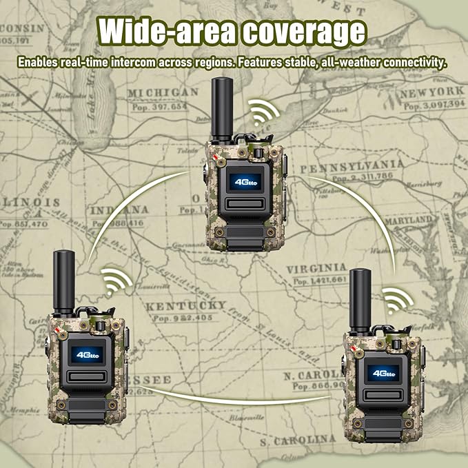 2Pcs 4G Camo Walkie Talkie for Adults,Long Range 4G 1000 Mile Rechargeable Two-Way Radios 3-Day Battery Runtime Ideal for Hiking,Camping,Work,and Emergency Use Portable Two-Way Outdoor Radio(SIM Card)