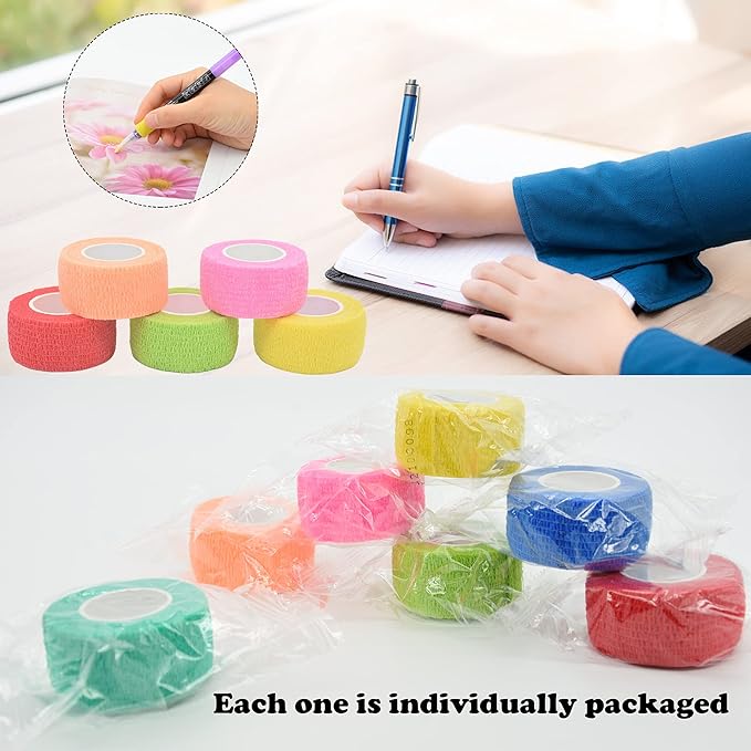 15 Pack Cohesive Wrap 1 Inch x 5 Yards Self Adherent Vet Tape for Pets, Elastic Self Adhesive Bandage Wrap for Sports, Finger, Wrist, Ankle (1 Inch, 15 Colors)