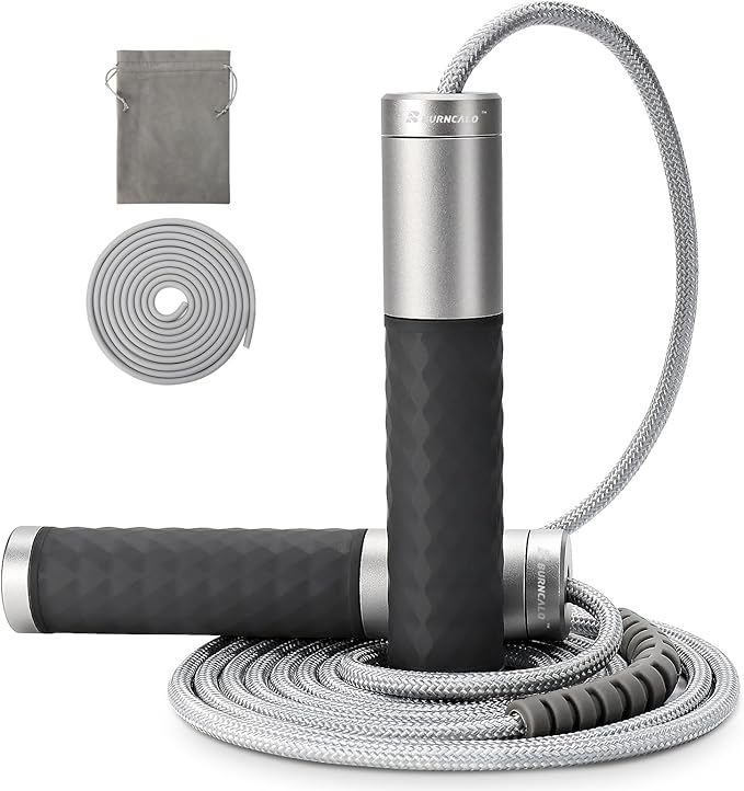 Weighted Jump Rope for Men, Women (1.5LB) - Alloy Steel Handles, Speed Skipping Rope, Gym,Indoor/Outdoor - Fitness, Workout, Boxing - Solid PVC & Cotton Rope