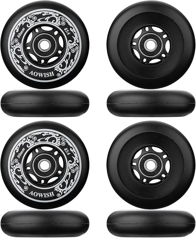 8-Pack Inline Skate Replacement Wheels 85A Outdoor Asphalt Formula Roller Blades Wheels Indoor Roller Blades Wheels with Bearings ABEC-9 & Floating Spacers