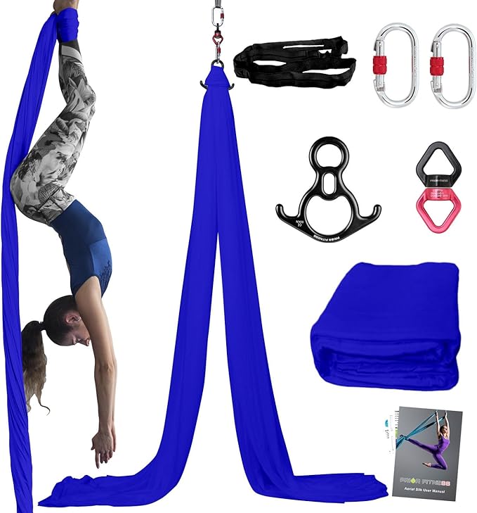 PRIOR FITNESS Aerial Silks Kit Colorful 9/15/20 Yards 40D Nylon Fabric Hammock Set With Hardware & Guide for All Levels Of Aerial Yoga Practice and Acrobatic Flying For Adults Aerial silk