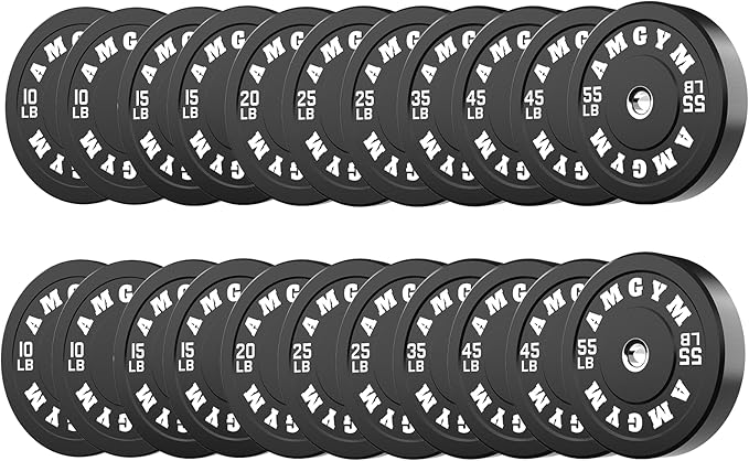 2 Inch Bumper Plates，10-500lbs，Barbell Rubber Olympic Weight Plates Set for Home Gym, Strength Training & Weight Lifting, Multiple Options Colors