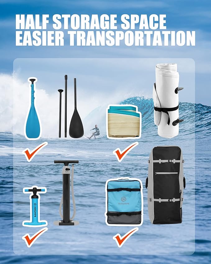 Highpi Inflatable Stand Up Paddle Board for Youth and Adults – Wide Sup with Premium Accessories, Blow Up Paddleboard for Surfing, Fishing, Yoga & More