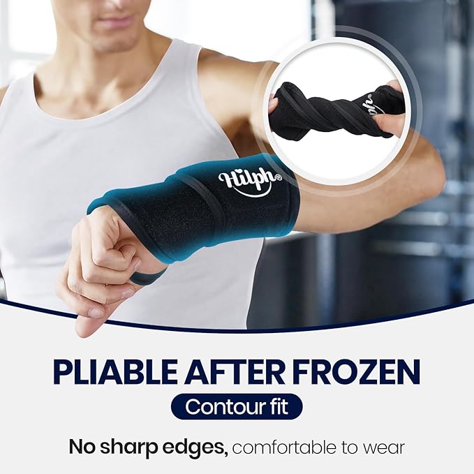 Hilph Wrist Ice Pack Wrap for Carpal Tunnel Relief, Reusable Super Soft & Stretchable Gel Ice Pack for Wrist & Hand Pain Relief, Tendonitis, Arthritis, Surgery Recovery, Mommy Wrist