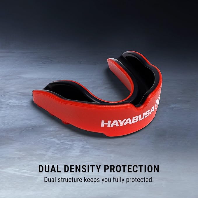 Hayabusa Combat Sports Mouth Guard Youth, Kids and Adult Sizes Comes with Case - Red/Black, Youth