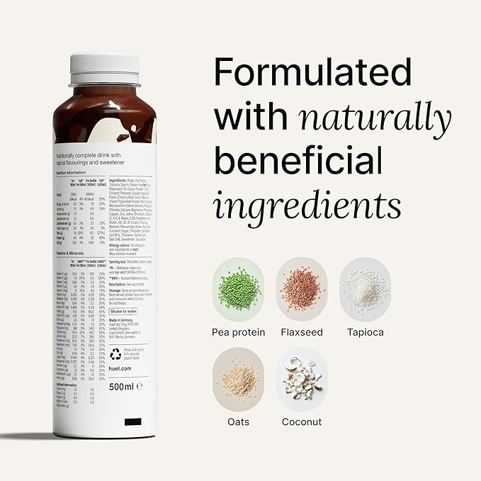 Huel Ready-to-Drink | Chocolate Meal Replacement Drink | High Protein Drink | Nutritionally Complete, Low Sugar, High Fiber, Plant Based, Vegan, Healthy | 20g Protein Per Bottle | 16.9 Fl Oz (12 Pack)