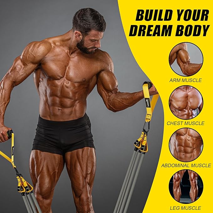 Heavy Resistance Bands for Working Out, 350lbs/450lbs Exercise Bands with Handles, Workout Bands Set for Men, Fitness Weight Bands for Muscle Strength Training, Stretching, Slim, Home Gym Equipment