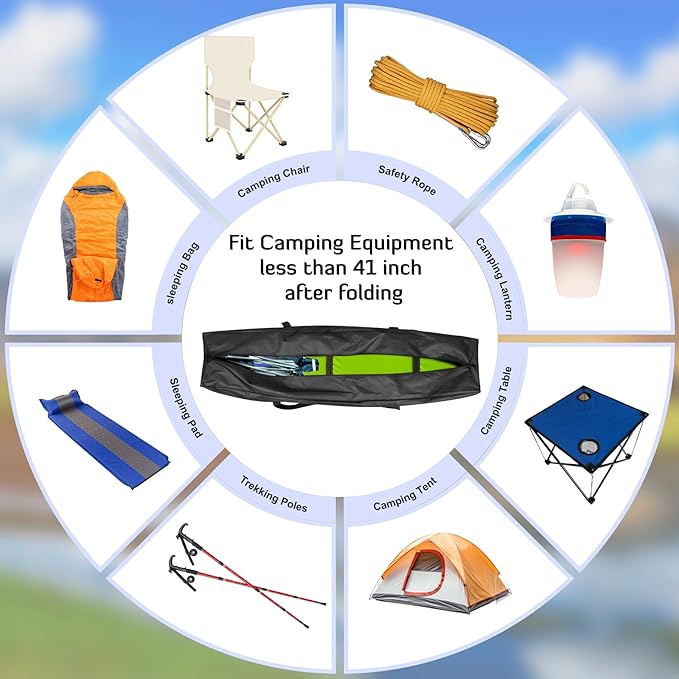 INFANZIA 41 inch Duffel Travel Sports Equipment Bag, Long Luggage Bag with Upgrade Zipper Water Resistant, Extra Large Foldable Storage Bag for Camping, Tent, Tripod, Fishing