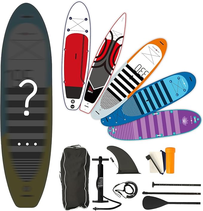 Inflatable Stand Up Paddle Board with SUP Accessories & Backpack. Paddle Boards for Adults. Non-Slip Deck, Wide Stance, Bottom Fin, Double Action Pump.