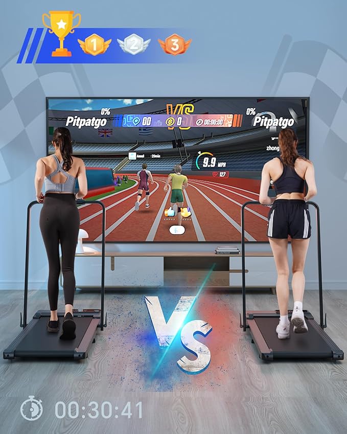 Walking Pad Treadmill with Handle Bar 3.0 HP Foldable Treadmills 300LBS Capacity Folding Walking Pad 3 in 1 Under Desk Treadmill Remote Control with APP