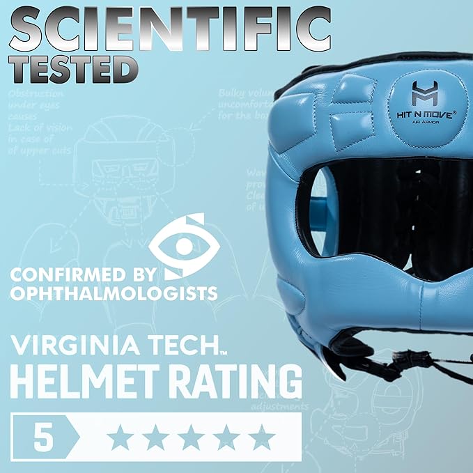 HIT N MOVE® Air Armor Face Saver Boxing Headgear, Lightweight Protective Gear for MMA, Kickboxing, Martial Arts, Training & Sparring and Combat Sports
