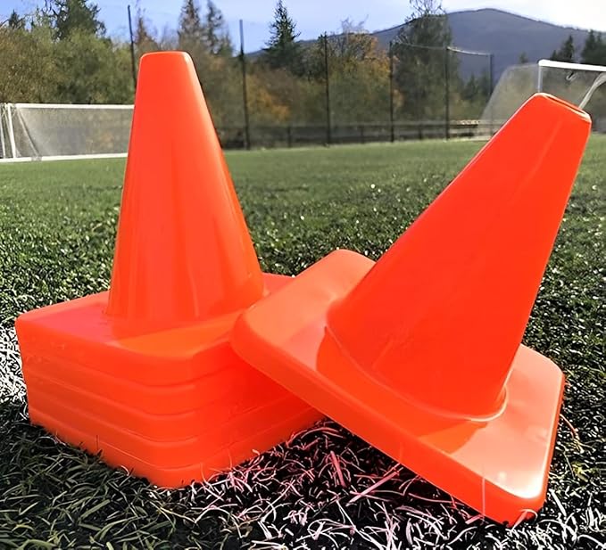 6, 9, 12, 18, 28 Inch Sports Training Traffic Cones - Durable Orange Cones for Soccer, Football, Basketball, Agility Drills, Parking, Safety, Road Use (Set of 12)