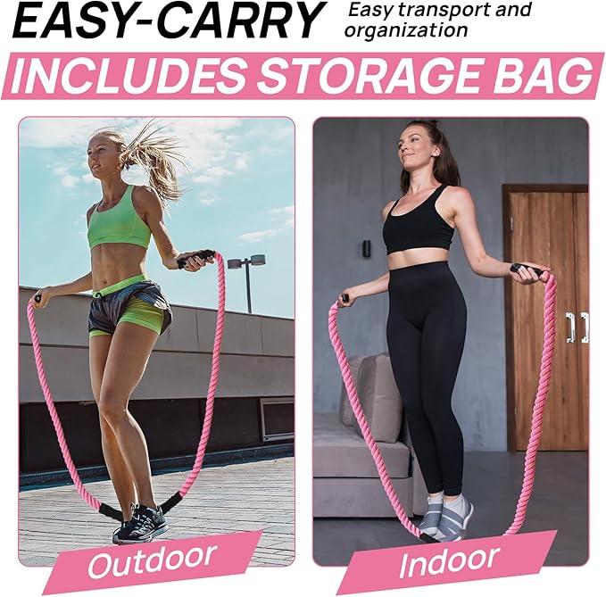 Weighted Jump Rope for Fitness – Heavy Skipping Rope for Women & Adults, Ideal for Home Gym Workouts, Strength Training, Weight Loss, and Boxing