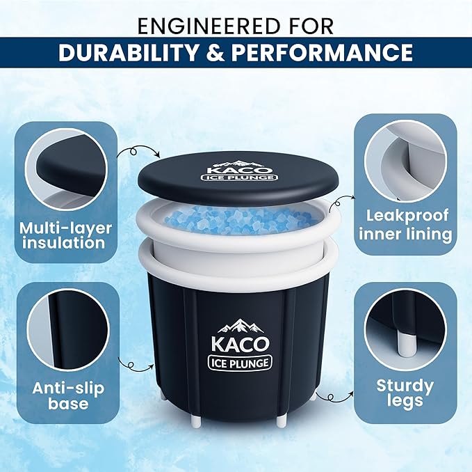 Ice Plunge Tub – Large Insulated Ice Bath for Cold Water Therapy – 100 Gallon Portable Ice Barrel for Athletes, Recovery & Wellness – Durable PVC, Easy Setup, Leakproof & Spacious