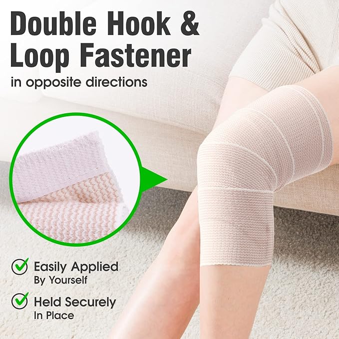8 Pack Elastic Bandage Wrap | 4" Wide Medical Bandage Wrap with Hook-and-Loop Fasteners on Both Ends Compression Wrap for Wounds Latex Free Stretch Bandage for Foot Arm Hand Ankle Injury
