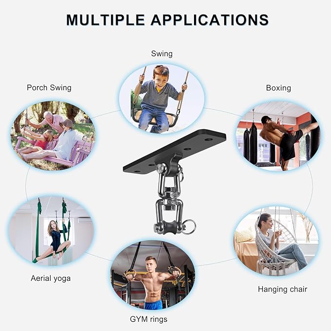 Heavy Bag Hanger, Punching Bag Ceiling Mount Hanger, 360° Rotation Hook for Boxing, MMA, Aerial Yoga, Hammock, and More, 600 LB Capacity