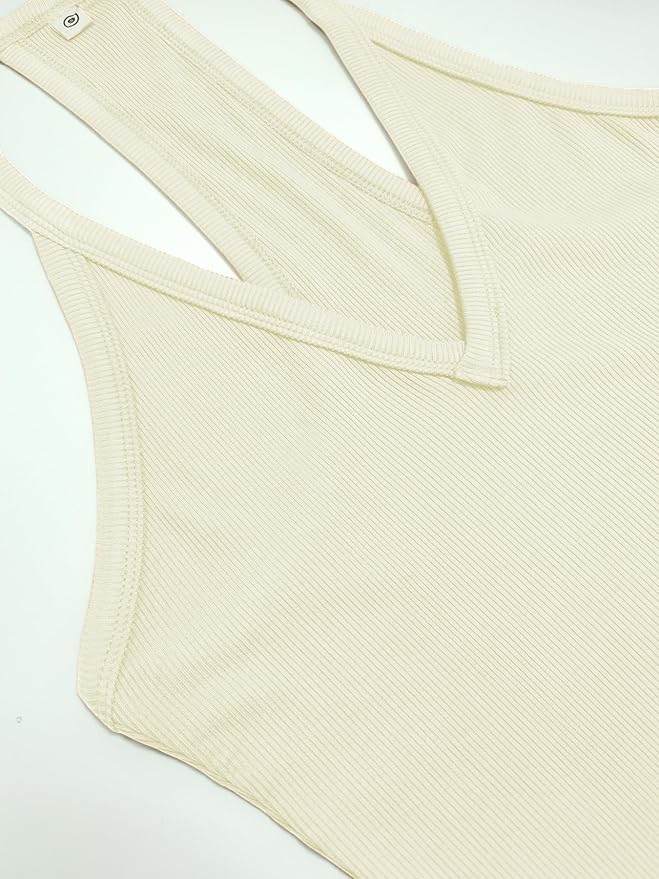 iGENJUN Workout Tops for Women Racerback Basic Tank Summer 2025 Camisole V Neck Slim Fit Ribbed Sleeveless