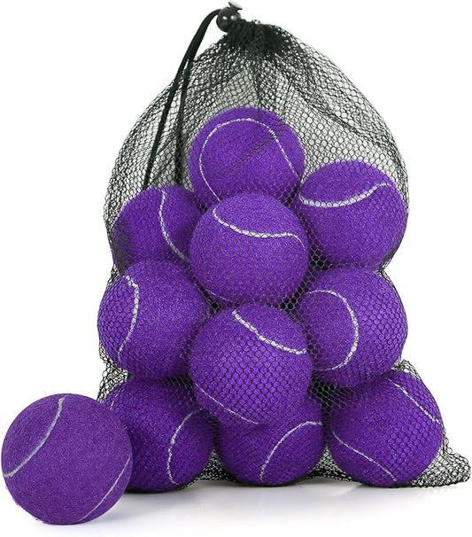 24 Pack Tennis Balls, Training Tennis Balls, Pet Dog Playing Balls, Practice Tennis Balls with Mesh Bag for Transport and Beginner Training