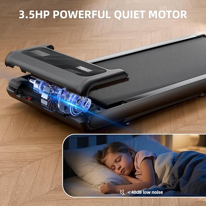 Walking Pad Treadmill, Adjustable 10% Incline 450LBS Capacity, 3.5HP 4 in 1 Portable Treadmills for Home Office, Under Desk Treadmill with Handle Bar, LED Display Remote Control