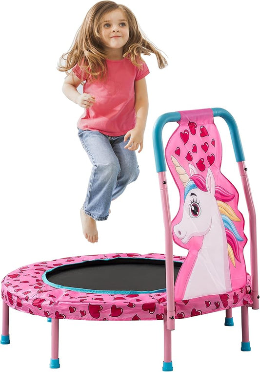 36" Trampoline with No-Gap Design, Mini Trampoline for Kids, 3FT Indoor/Outdoor Rebounder with Handle