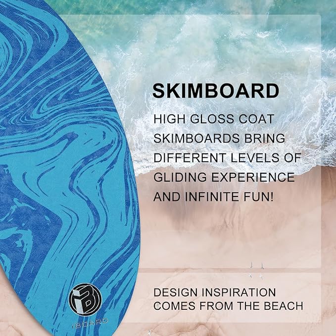 41” Skipper Skimboard with High Gloss Coat Wooden Skim Boards for Beginners, Teenagers and Adults Beach Skimboard 3 Color Traction Pad to Choose