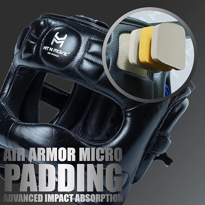 HIT N MOVE® Air Armor Face Saver Boxing Headgear, Lightweight Protective Gear for MMA, Kickboxing, Martial Arts, Training & Sparring and Combat Sports