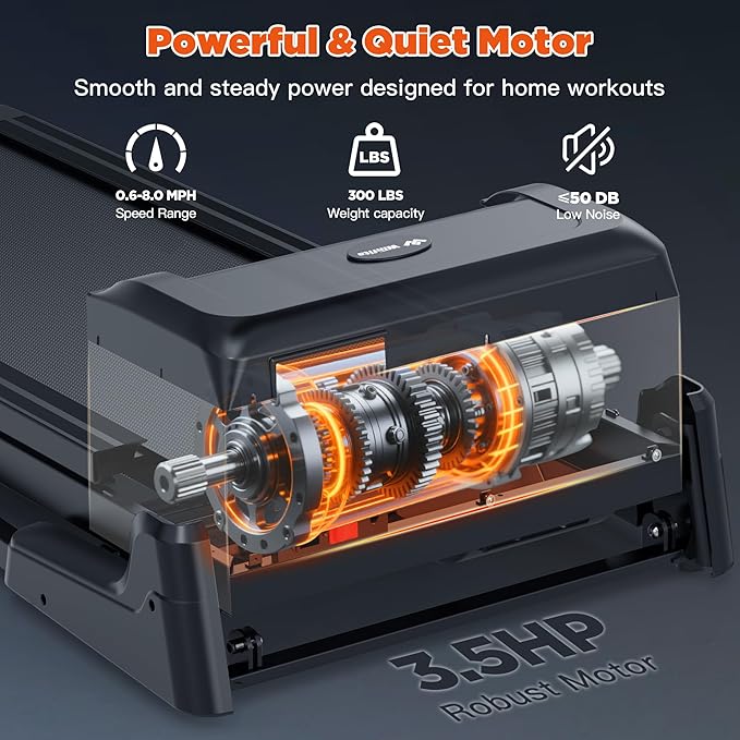 3.5HP Folding Treadmills for Home with Incline Optional, 300 lbs Capacity, 8.0MPH Speed, 17'' Wide Belt, App, Bluetooth Connection, 64 Programs, USB Charging Port, BMI Detector for Home Use