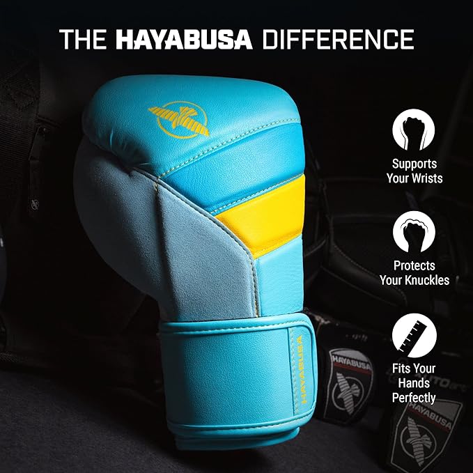 Hayabusa T3 Boxing Gloves for Men and Women Wrist and Knuckle Protection, Dual-X Hook and Loop Closure, Splinted Wrist Support, 5 Layer Foam Knuckle Padding