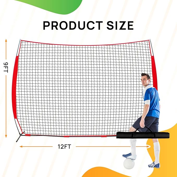 7x7ft/12x9ft/16x10ft/20x10ft Barricade Backstop Net, Sports Barrier Net, Multi-Sport Net with Carry Bag, Protective Screen for Practice- Baseball, Softball, Lacrosse, Soccer, Basketball, Tennis