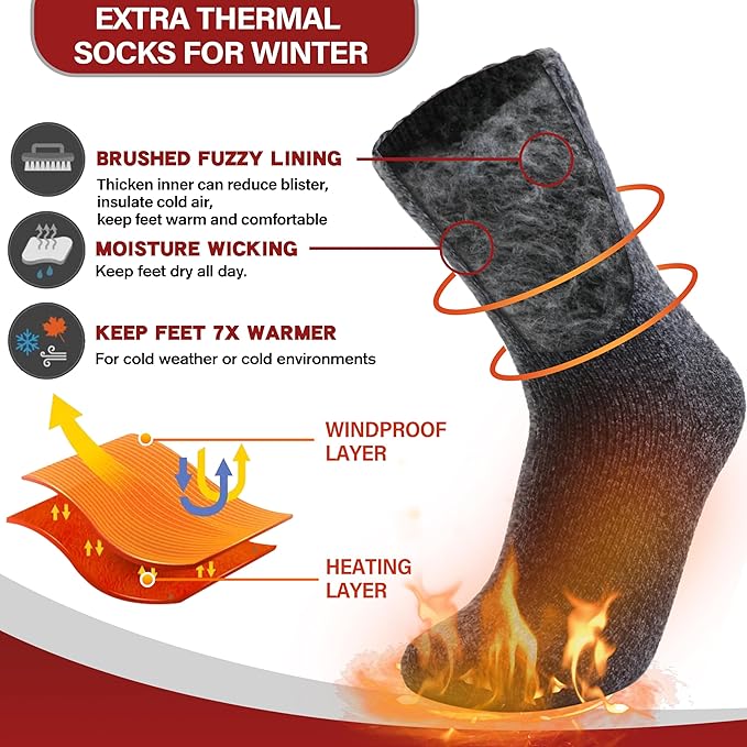 3 Pairs Warm Thermal Socks for Women & Men Winter Ski Thick Boot Insulated Socks for Cold Weather