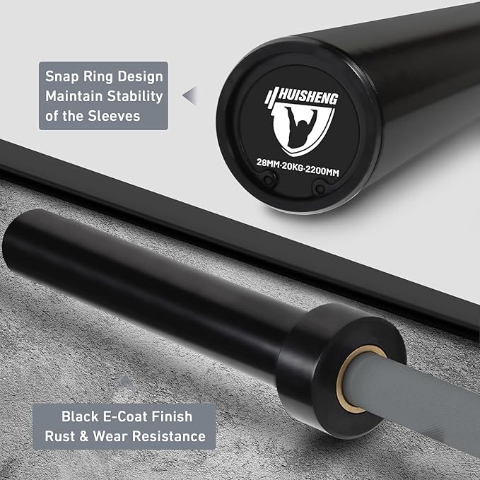 7ft Olympic Barbell for Strength Training and Olympic Weightlifting, 500 700 1000LBS Capacity Available, 2 Inch Bar for Squats, Home Gym Fitness Equipment, Bench Press, Deadlift,Powerlifting