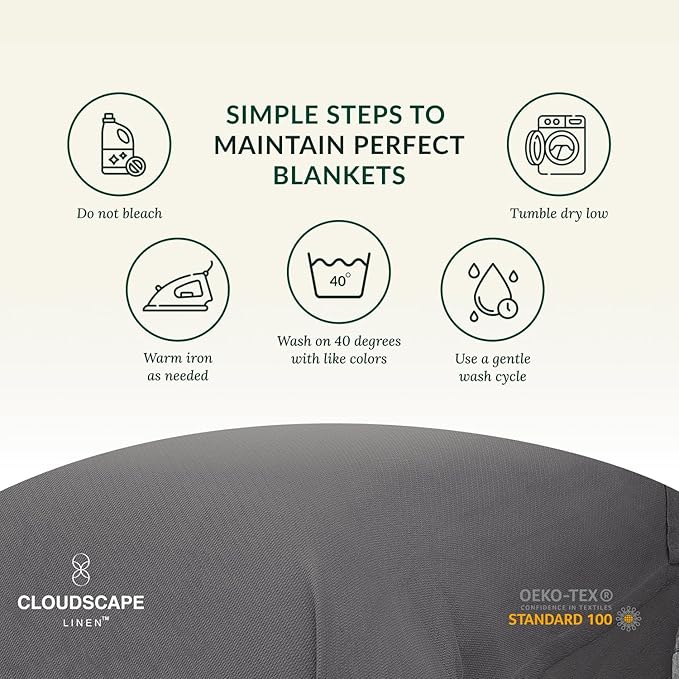 Herringbone Cotton Twin Blanket for Couch, Bed,Sofa, Home Decor, Soft, Lightweight, All-Season Bed Blanket, 68 x92, Dark Grey