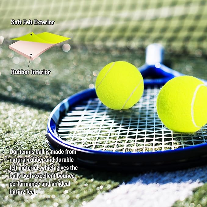 24 Pack Tennis Balls, Training Tennis Balls, Pet Dog Playing Balls, Practice Tennis Balls with Mesh Bag for Transport and Beginner Training