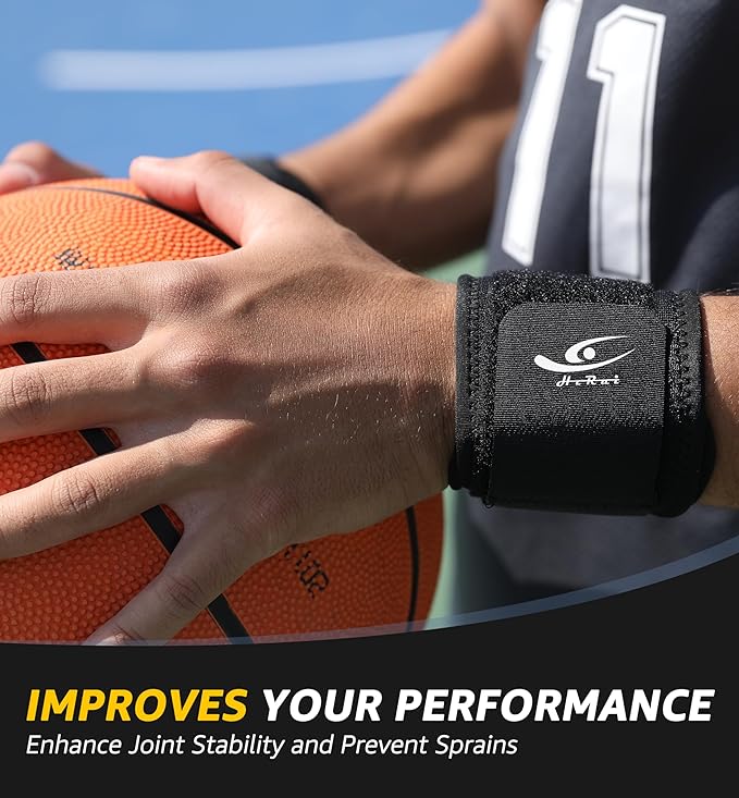 HiRui Wrist Compression Strap Wrist Brace Wrist Wraps for Fitness, Weight Lifting, Tendonitis, Carpal Tunnel Arthritis, Pain Relief, Great Support for Men Women, Adjustable (2 PCS)