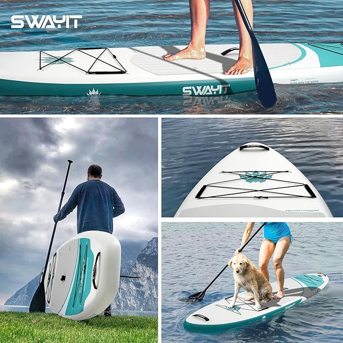 Inflatable Stand Up Paddle Board – Durable SUP for Adults & Youth,33" Wide Blow Up Paddle Board with Paddle, Pump, Backpack,Leash – All Around Stable for All Skill Levels, Carries up to 450 lbs
