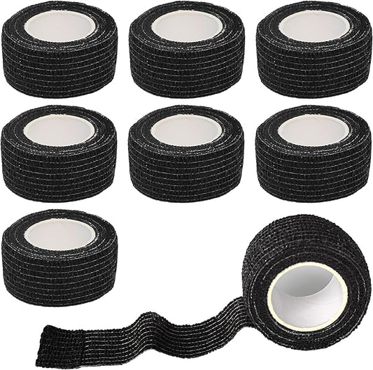 8 Pack 1 x 5 Yards Cohesive Wrap Self Adhesive Bandage Elastic Self Adherent Vet Tape for Athletic, Wrist, Ankle, Knees, Pets (Black)