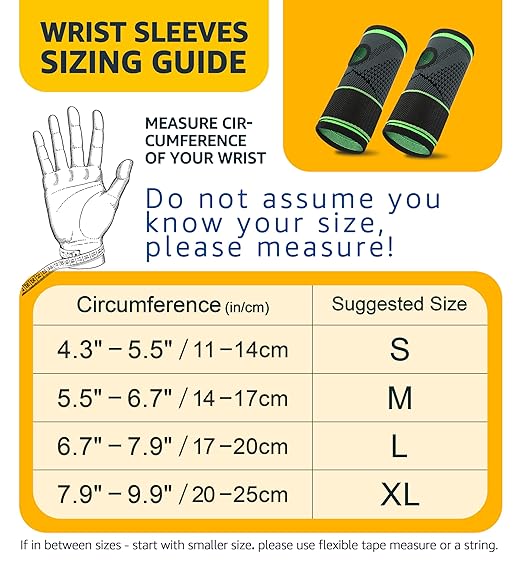 HiRui 2-Pack Wrist Brace Wrist Wraps, Hand Compression Sleeves with Wrist Straps Support for Fitness Weightlifting MTB Tendonitis Carpal Tunnel Arthritis Pain Relief (Green, Small)