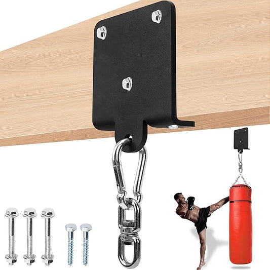 Heavy Punching Boxing Bag Hanger - Heavy Duty Bag Hanger Bracket,360° Rotation Wall Ceiling Mount Wood Beam Hook for Boxing Muay Thai Training,Aerial Yoga Swing & Hammock