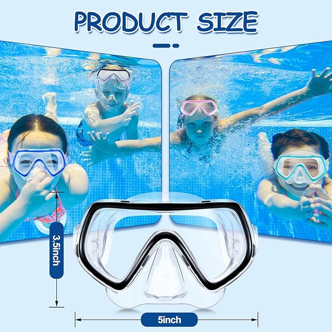 Hoolerry 4 Pcs Kids Nose Goggles Swim Goggles with Nose Cover for 3-8 Tempered Glass Snorkel Dive Mask Anti Fog with Elastic Strap No Leak Swimming Mask for Summer Diving Snorkeling