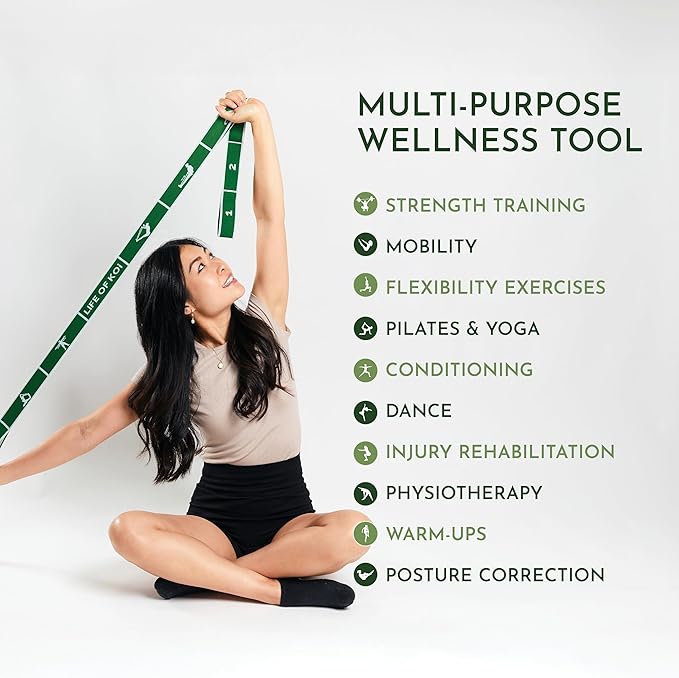 Stretching Strap: HEAVY Resistance Band, Stretch Strap with Loops for Yoga, Pilates, Dance, Physical Therapy, Gymnastics, Yoga Strap for Stretching, Workout, Flexibility