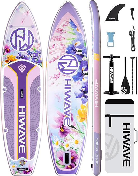Inflatable Paddle Board 11 '* 34 "* 6" Extra Wide Sup Board, 420lb Capacity Paddle Board for Adults, Suitable for Sea and Lakes, 2+1Family Board