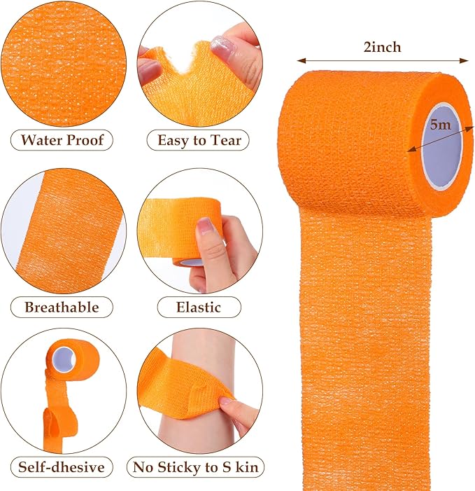 48 Pack Self Adhesive Bandage Wrap 2 Inch x 5 Yard Self Adherent Cohesive Bandages Elastic Athletic Sports Tape Breathable Wound Tape for Stretch Athletic Wrist Ankle(Multiple Colors)