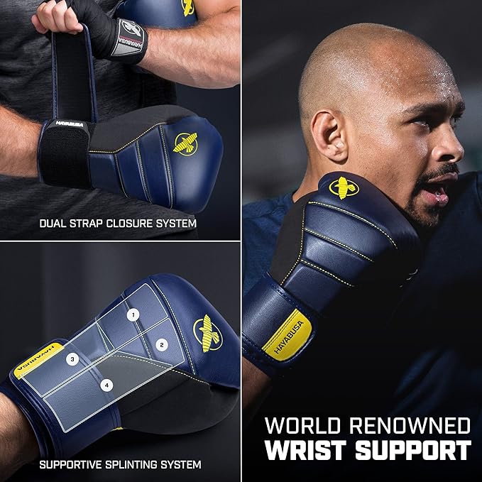 Hayabusa T3 Boxing Gloves for Men and Women Wrist and Knuckle Protection, Dual-X Hook and Loop Closure, Splinted Wrist Support, 5 Layer Foam Knuckle Padding