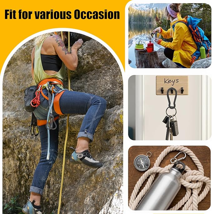 30PCS 3" Black Heavy Duty Spring Snap Hook, M8 5/16" Galvanized Steel Snap Hook Carabiner Quick Link Carabiner Clip, 500LBS Holding Capacity Quick Link Keychain for Swing Hammock Gym Outdoor